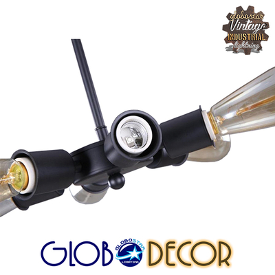 GloboStar® CONFOR 01036 Μοντέρνο Φωτιστικό Οροφης Πλέγμα Πολύφωτο 6 x E27 IP20 Μαύρο Μέταλλο - Μ24 x Π24 x Υ8cm