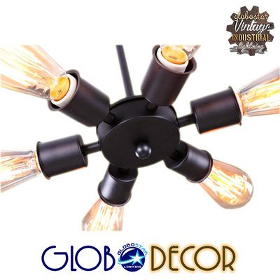 GloboStar® CONFOR 01036 Μοντέρνο Φωτιστικό Οροφης Πλέγμα Πολύφωτο 6 x E27 IP20 Μαύρο Μέταλλο - Μ24 x Π24 x Υ8cm