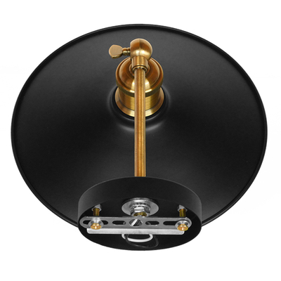 GloboStar® MINIMALL 01039 Vintage Επιτοίχιο Φωτιστικό Απλίκα Μονόφωτο 1 x E27 IP20 Μαύρο & Χρυσό Μέταλλο - Μ22 x Π39 x Υ18cm