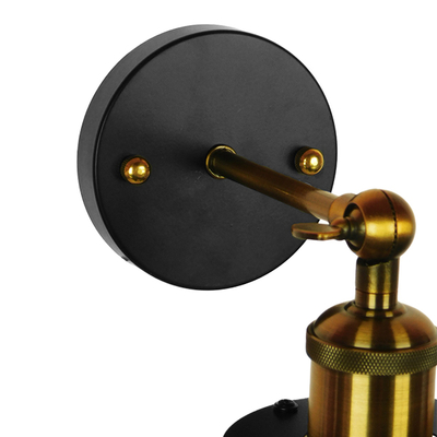 GloboStar® CATEL 01054 Vintage Επιτοίχιο Φωτιστικό Απλίκα Μονόφωτο 1 x E27 IP20 Μαύρο & Χρυσό Μέταλλο - Μ26 x Π15 x Υ30cm