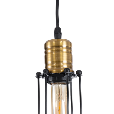 GloboStar® KLECE 01057 Vintage Κρεμαστό Φωτιστικό Ανάρτηση Μονόφωτο 1 x E27 IP20 Μαύρο & Χρυσό Μέταλλο - Μ8 x Π8 x Υ28cm