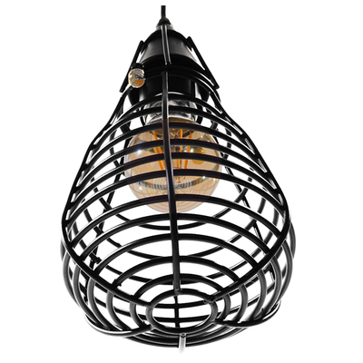 GloboStar® ALDO 01058 Vintage Κρεμαστό Φωτιστικό Πλέγμα Μονόφωτο 1 x E27 IP20 Μαύρο Μέταλλο - Μ13 x Π13 x Υ27cm