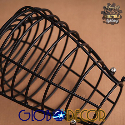 GloboStar® DROPS 01059 Vintage Κρεμαστό Φωτιστικό Πλέγμα Πολύφωτο 6 x E27 IP20 Μαύρο Μέταλλο - 120cm