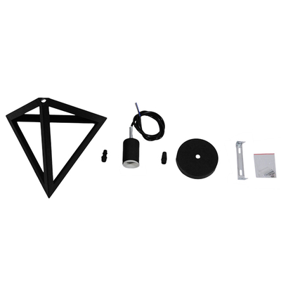 GloboStar® TRIANGLE 01063 Μοντέρνο Κρεμαστό Φωτιστικό Ανάρτηση Μονόφωτο 1 x E27 IP20 Μαύρο Μέταλλο - Μ25 x Π25 x Y21cm