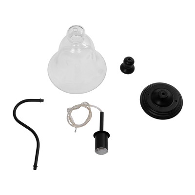 GloboStar® LILLY 01064 Vintage Επιτοίχιο Φωτιστικό Απλίκα Μονόφωτο 1 x E27 IP20 Μαύρο Μέταλλο με Διάφανο Γυαλί - Μ38 x Π20 x Υ37cm