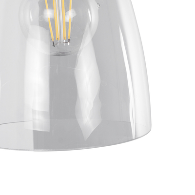 GloboStar® LYDIA 01071 Vintage Επιτοίχιο Φωτιστικό Απλίκα Μονόφωτο 1 x E27 IP20 Μαύρο & Χρυσό Μέταλλο με Διάφανο Γυαλί - Μ14 x Π26 x Υ30cm