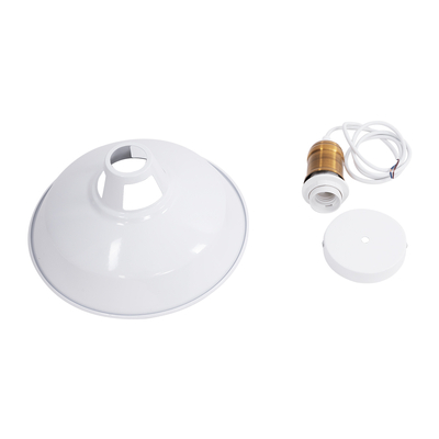 GloboStar® ANER 01072 Vintage Κρεμαστό Φωτιστικό Καμπάνα Μονόφωτο 1 x E27 IP20 Λευκό & Χρυσό Μέταλλο - Μ27.5 x Π27.5 x Υ19cm