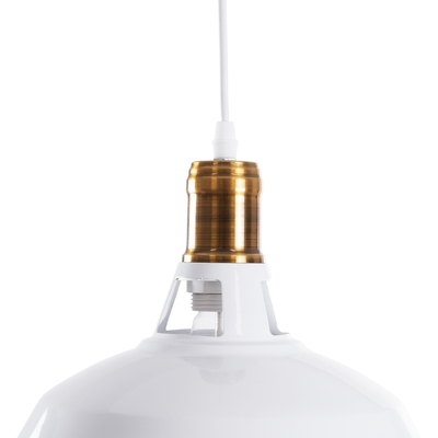 GloboStar® ANER 01072 Vintage Κρεμαστό Φωτιστικό Καμπάνα Μονόφωτο 1 x E27 IP20 Λευκό & Χρυσό Μέταλλο - Μ27.5 x Π27.5 x Υ19cm