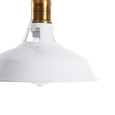 GloboStar® ANER 01072 Vintage Κρεμαστό Φωτιστικό Καμπάνα Μονόφωτο 1 x E27 IP20 Λευκό & Χρυσό Μέταλλο - Μ27.5 x Π27.5 x Υ19cm