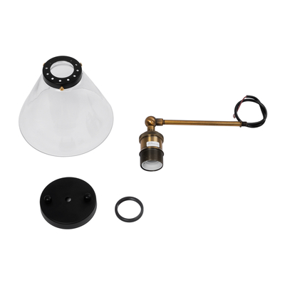 Globostar® LYDIA 01074 Vintage Επιτοίχιο Φωτιστικό Απλίκα Μονόφωτο 1 x E27 IP20 Μαύρο & Χρυσό Μέταλλο με Διάφανο Γυαλί - Μ18 x Π28 x Υ25cm