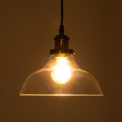 GloboStar® BINGLEY 01075 Vintage Κρεμαστό Φωτιστικό Καμπάνα Μονόφωτο 1 x E27 IP20 Διάφανο Γυαλί με Χρυσό Μέταλλο - Μ24.5 x Π24.5 x Υ15cm