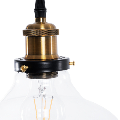 GloboStar® BINGLEY 01075 Vintage Κρεμαστό Φωτιστικό Καμπάνα Μονόφωτο 1 x E27 IP20 Διάφανο Γυαλί με Χρυσό Μέταλλο - Μ24.5 x Π24.5 x Υ15cm