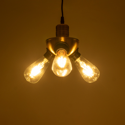 GloboStar® COPPER 01076 Vintage Κρεμαστό Φωτιστικό Ανάρτηση Τρίφωτο 3 x E27 IP20 Χρυσό Μέταλλο με Μαύρο Πλαστικό - Μ14 x Π14 x Υ13cm