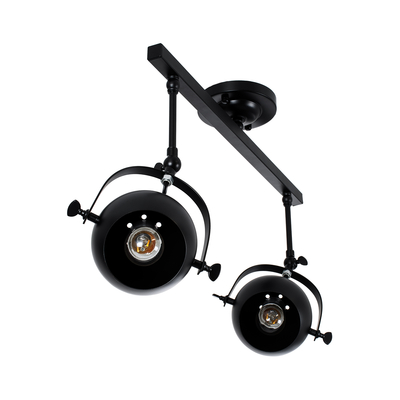 GloboStar® CANNES 01081 Μοντέρνο Φωτιστικό Οροφής Ράγα Δίφωτο 2 x E27 IP20 Μαύρο Μέταλλο - Μ61 x Π12 x Υ48cm