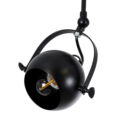 GloboStar® CANNES 01081 Μοντέρνο Φωτιστικό Οροφής Ράγα Δίφωτο 2 x E27 IP20 Μαύρο Μέταλλο - Μ61 x Π12 x Υ48cm