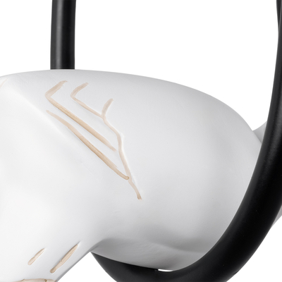 GloboStar® DOVE 01086 Vintage Επιτοίχιο Φωτιστικό Απλίκα Δίφωτο 2 x E14 IP20 Μαύρο & Λευκό Μέταλλο με Μπεζ Ύφασμα - Μ28 x Π28 x Υ30cm