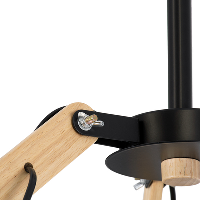 GloboStar® OLD SCHOOL 01093 Μοντέρνο Φωτιστικό Οροφής Καμπάνα Τρίφωτο 3 x E27 IP20 Μαύρο Μέταλλο με Μπεζ Ξύλο - Μ75 x Π75 x Υ35cm