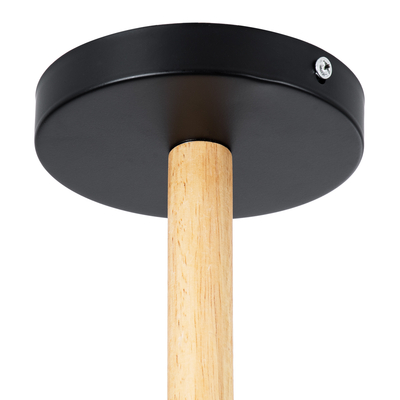 GloboStar® OLD SCHOOL 01094 Μοντέρνο Φωτιστικό Οροφής Καμπάνα Πολύφωτο 6 x E27 IP20 Μαύρο Μέταλλο με Μπεζ Ξύλο - Μ75 x Π75 x Υ40cm