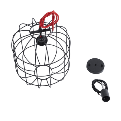 GloboStar® PARROT 01099 Μοντέρνο Κρεμαστό Φωτιστικό Πλέγμα Μονόφωτο 1 x E27 IP20 Μαύρο Μέταλλο - Μ28 x Π28 x Υ30cm