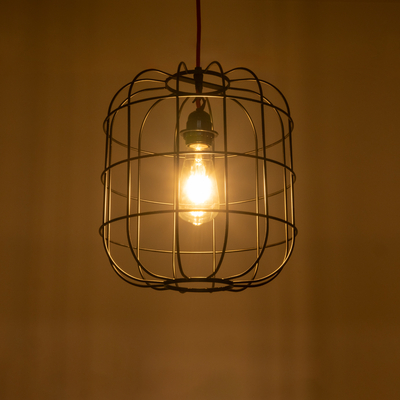 GloboStar® PARROT 01099 Μοντέρνο Κρεμαστό Φωτιστικό Πλέγμα Μονόφωτο 1 x E27 IP20 Μαύρο Μέταλλο - Μ28 x Π28 x Υ30cm