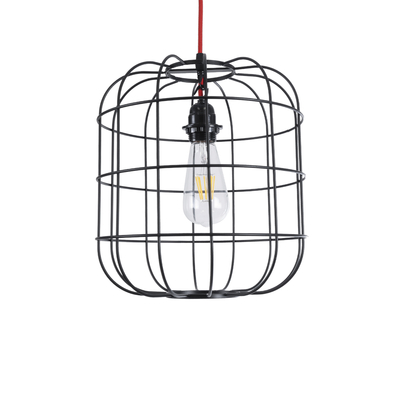 GloboStar® PARROT 01099 Μοντέρνο Κρεμαστό Φωτιστικό Πλέγμα Μονόφωτο 1 x E27 IP20 Μαύρο Μέταλλο - Μ28 x Π28 x Υ30cm