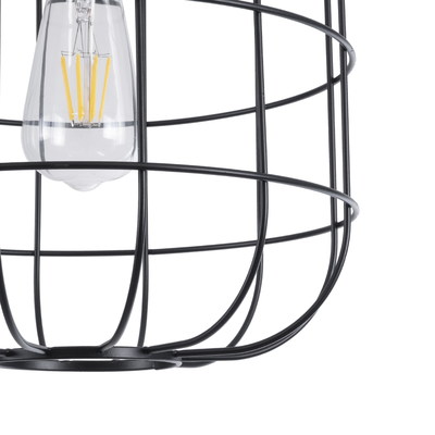 GloboStar® PARROT 01099 Μοντέρνο Κρεμαστό Φωτιστικό Πλέγμα Μονόφωτο 1 x E27 IP20 Μαύρο Μέταλλο - Μ28 x Π28 x Υ30cm