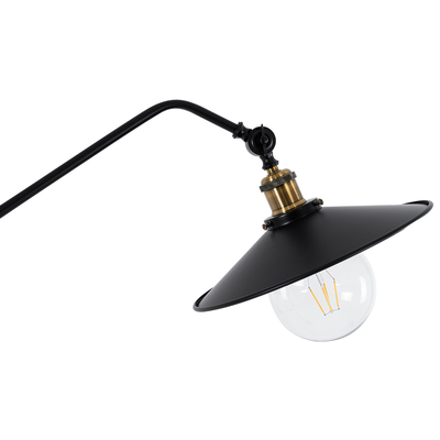 GloboStar® WYNGE 01101 Vintage Επιδαπέδιο Φωτιστικό Μονόφωτο 1 x E27 IP20 Μαύρο & Χρυσό Μέταλλο - Μ95 x Π27 x Υ174cm
