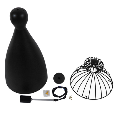 GloboStar® CARNEL 01106 Vintage Κρεμαστό Φωτιστικό Πλέγμα Μονόφωτο 1 x E27 IP20 Μαύρο Μέταλλο - Μ26 x Π26 x Υ70cm