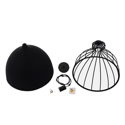 GloboStar® CANARIO 01107 Vintage Κρεμαστό Φωτιστικό Πλέγμα Μονόφωτο 1 x E27 IP20 Μαύρο Μέταλλο - Μ28 x Π28 x Υ47cm