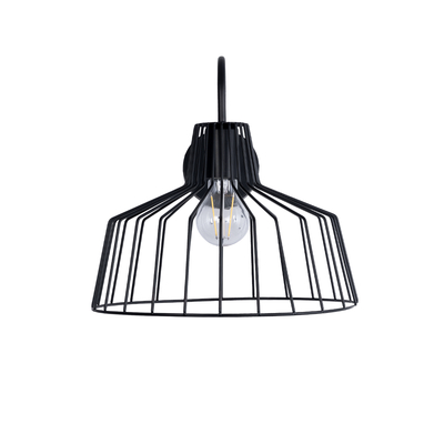 GloboStar® TRIUMPH 01117 Vintage Επιτοίχιο Φωτιστικό Απλίκα Μονόφωτο 1 x E27 IP20 Μαύρο Μέταλλο - Μ30 x Π36 x Υ30cm