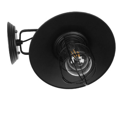 GloboStar® CELL 01118 Vintage Επιτοίχιο Φωτιστικό Απλίκα Μονόφωτο 1 x E27 IP20 Μαύρο Μέταλλο - Μ33 x Π27 x Υ33cm