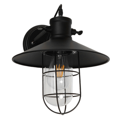 GloboStar® CELL 01118 Vintage Επιτοίχιο Φωτιστικό Απλίκα Μονόφωτο 1 x E27 IP20 Μαύρο Μέταλλο - Μ33 x Π27 x Υ33cm