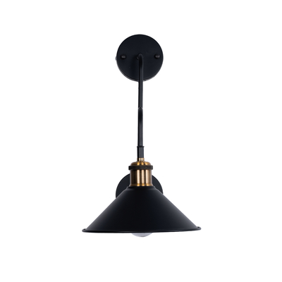 GloboStar® MAGEOR 01120 Vintage Επιτοίχιο Φωτιστικό Απλίκα Μονόφωτο 1 x E27 IP20 Μαύρο & Χρυσό Μέταλλο - Μ22 x Π30 x Υ40cm