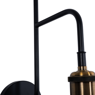 GloboStar® MAGEOR 01120 Vintage Επιτοίχιο Φωτιστικό Απλίκα Μονόφωτο 1 x E27 IP20 Μαύρο & Χρυσό Μέταλλο - Μ22 x Π30 x Υ40cm
