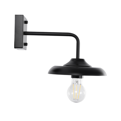 GloboStar® PHIA 01122 Vintage Επιτοίχιο Φωτιστικό Απλίκα Μονόφωτο 1 x E27 IP20 Μαύρο Μέταλλο - Μ18.5 x Π29 x Υ18cm