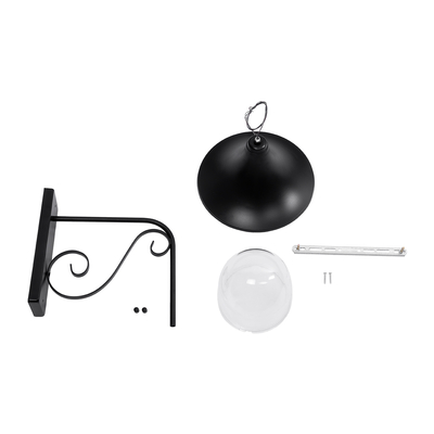 GloboStar® ANNIEL 01123 Vintage Επιτοίχιο Φωτιστικό Απλίκα Μονόφωτο 1 x E27 IP20 Μαύρο Μέταλλο - Μ27 x Π40 x Υ56cm