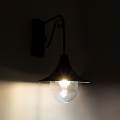 GloboStar® ANNIEL 01123 Vintage Επιτοίχιο Φωτιστικό Απλίκα Μονόφωτο 1 x E27 IP20 Μαύρο Μέταλλο - Μ27 x Π40 x Υ56cm