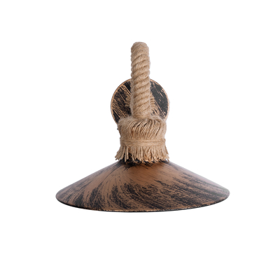 GloboStar® ROBLY 01125 Vintage Επιτοίχιο Φωτιστικό Απλίκα Μονόφωτο 1 x E27 IP20 Χάλκινο Μέταλλο με Μπεζ Σχοινί - Μ26 x Π36 x Υ22cm