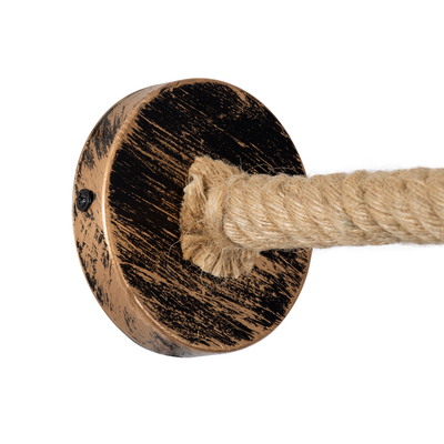 GloboStar® CENADEL 01135 Vintage Επιτοίχιο Φωτιστικό Απλίκα Μονόφωτο 1 x E27 IP20 Χάλκινο Μέταλλο με Μπεζ Σχοινί - Μ29 x Π10 x Υ15cm