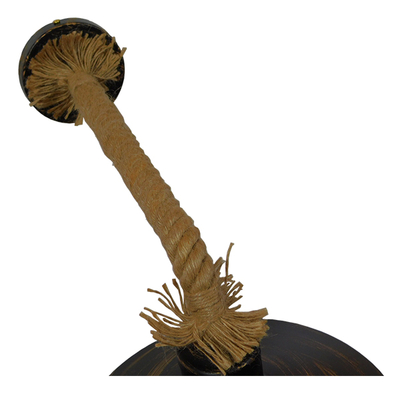 GloboStar® CARVIA 01136 Vintage Επιτοίχιο Φωτιστικό Απλίκα Μονόφωτο 1 x E27 IP20 Χάλκινο Μέταλλο με Μπεζ Σχοινί - Μ50 x Π27 x Υ25cm