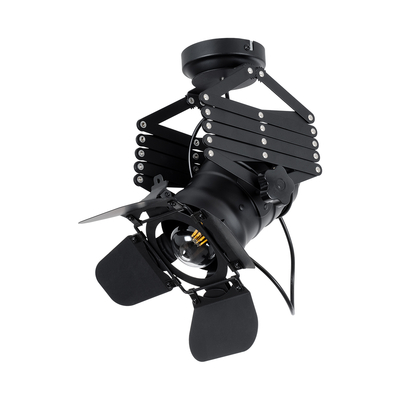 GloboStar® BROADWAY 01140 Vintage Φωτιστικό Οροφής Πλέγμα Μονόφωτο 1 x E27 IP20 Μαύρο Μέταλλο - Μ28 x Π25 x Υ100cm