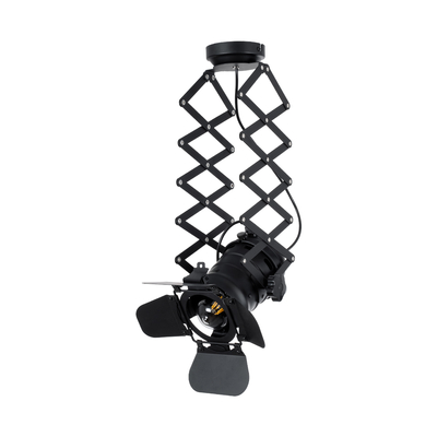 GloboStar® BROADWAY 01140 Vintage Φωτιστικό Οροφής Πλέγμα Μονόφωτο 1 x E27 IP20 Μαύρο Μέταλλο - Μ28 x Π25 x Υ100cm