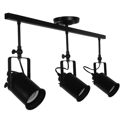 GloboStar® HOLLYWOOD 01155 Vintage Φωτιστικό Οροφής Ράγα Τρίφωτο 3 x E27 IP20 Μαύρο Μέταλλο - Μ13 x Π78 x Υ38cm