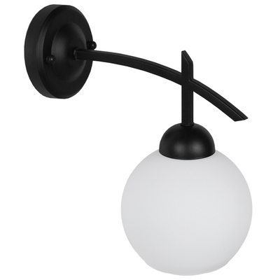 GloboStar® ISEN 01157 Μοντέρνο Επιτοίχιο Φωτιστικό Απλίκα Μονόφωτο 1 x E27 IP20 Μαύρο Μέταλλο με Λευκό Γυαλί - Μ24 x Π15 x Υ27cm
