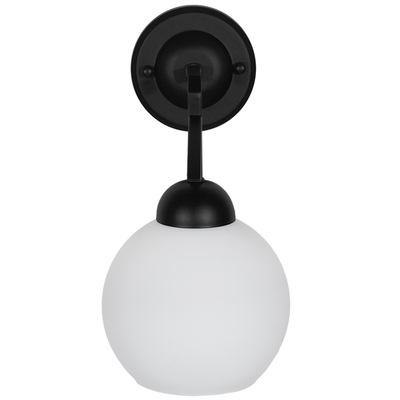 GloboStar® ISEN 01157 Μοντέρνο Επιτοίχιο Φωτιστικό Απλίκα Μονόφωτο 1 x E27 IP20 Μαύρο Μέταλλο με Λευκό Γυαλί - Μ24 x Π15 x Υ27cm