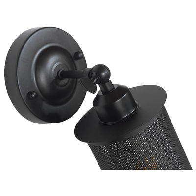 GloboStar® HOLVIA 01160 Vintage Επιτοίχιο Φωτιστικό Απλίκα Μονόφωτο 1 x E27 IP20 Μαύρο Μέταλλο - Μ16 x Π12 x Υ34cm