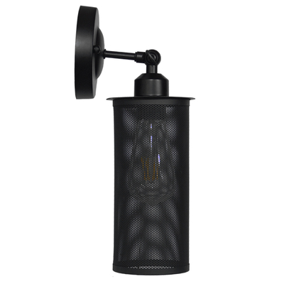 GloboStar® HOLVIA 01160 Vintage Επιτοίχιο Φωτιστικό Απλίκα Μονόφωτο 1 x E27 IP20 Μαύρο Μέταλλο - Μ16 x Π12 x Υ34cm