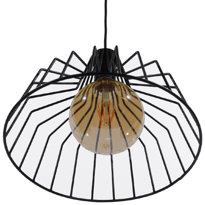 GloboStar® TERE 01165 Vintage Κρεμαστό Φωτιστικό Καμπάνα Μονόφωτο 1 x E27 IP20 Μαύρο Μέταλλο - Μ30 x Π30 x Υ25cm