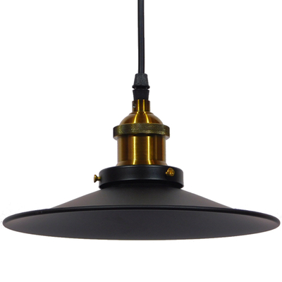 GloboStar® CARAVEL 01167 Vintage Κρεμαστό Φωτιστικό Καμπάνα Μονόφωτο 1 x E27 IP20 Μαύρο & Χρυσό Μέταλλο - Μ22 x Π22 x Υ13cm