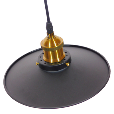 GloboStar® CARAVEL 01167 Vintage Κρεμαστό Φωτιστικό Καμπάνα Μονόφωτο 1 x E27 IP20 Μαύρο & Χρυσό Μέταλλο - Μ22 x Π22 x Υ13cm